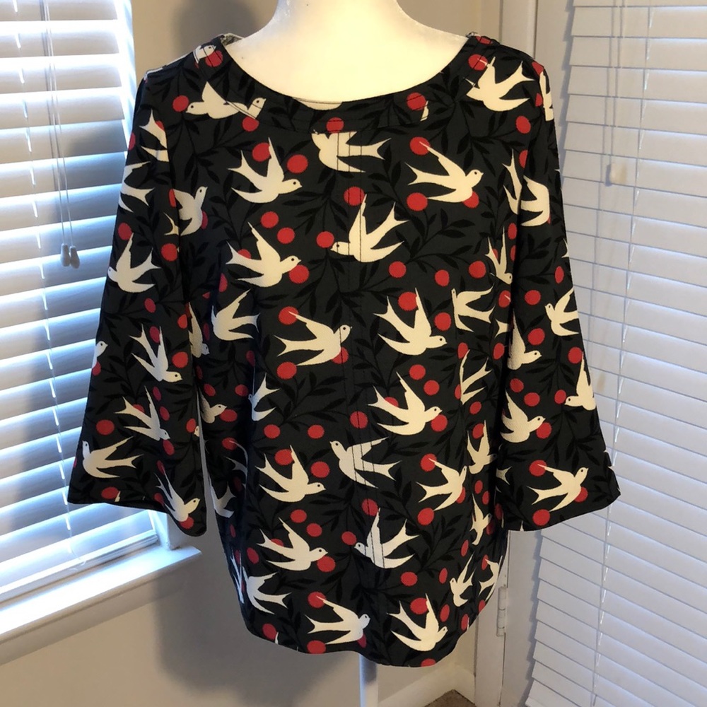Size 8 Boden Bird Print Top